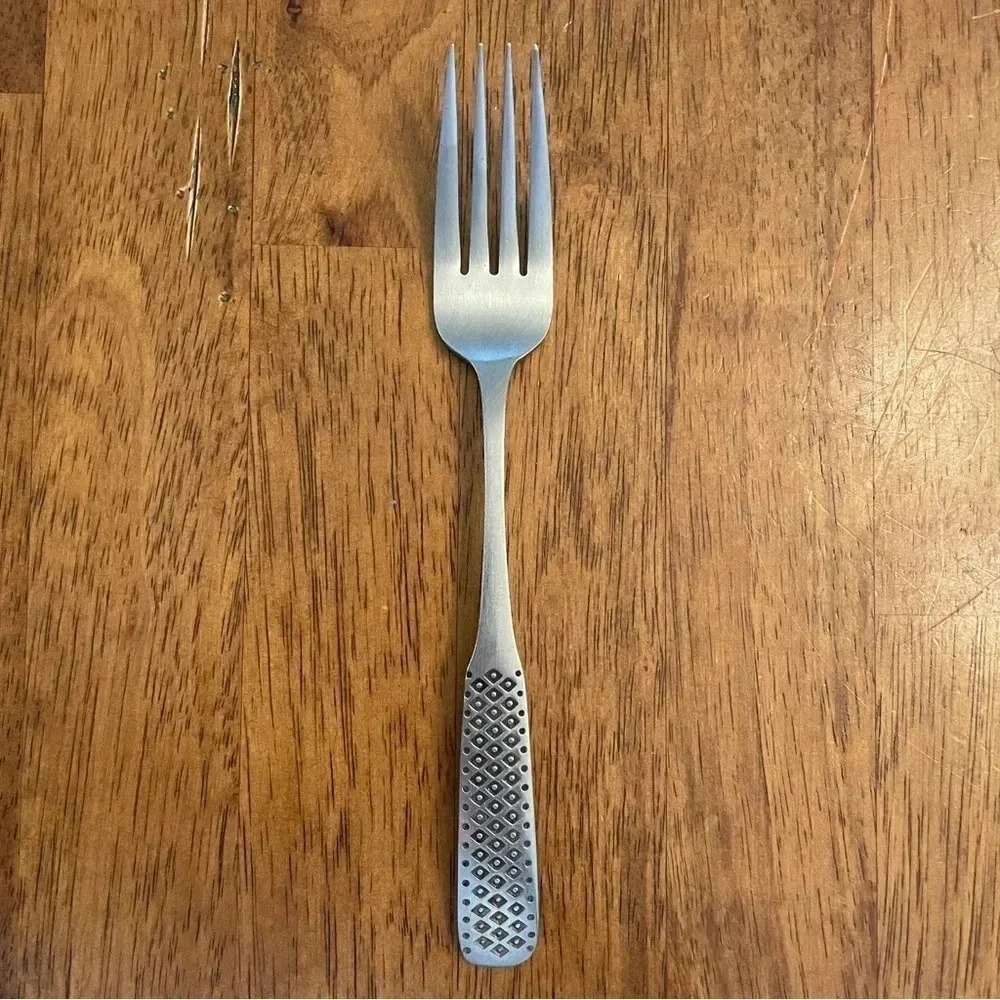 Vintage Bienville Orleans Stainless Steel Dinner‎ Fork Geometric Pattern Japan